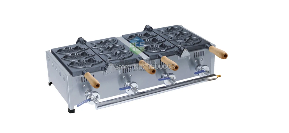 Free shipping Gas type 6 pcs Taiyaki machine fish Waffle maker