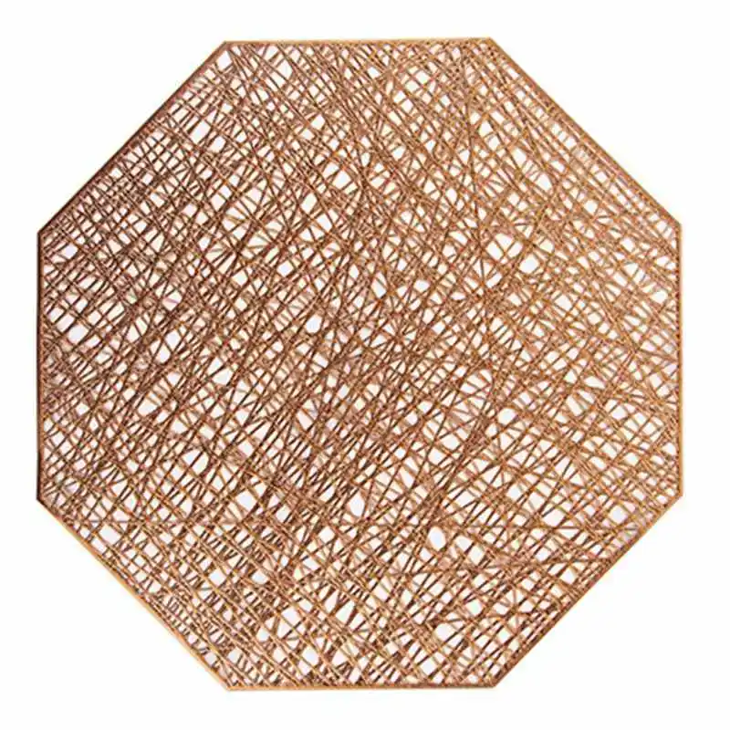 Сплошной цвет Простой японский стиль коврик ПВХ восьмиугольный полый изоляционный стол коврик против скольжения индивидуальный стол - Цвет: 3