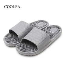 COOLSA/мужские летние массажные тапочки на плоской подошве; мужские домашние Нескользящие массажные тапочки; zapatos hombre; пляжные шлепанцы; мужские шлепанцы