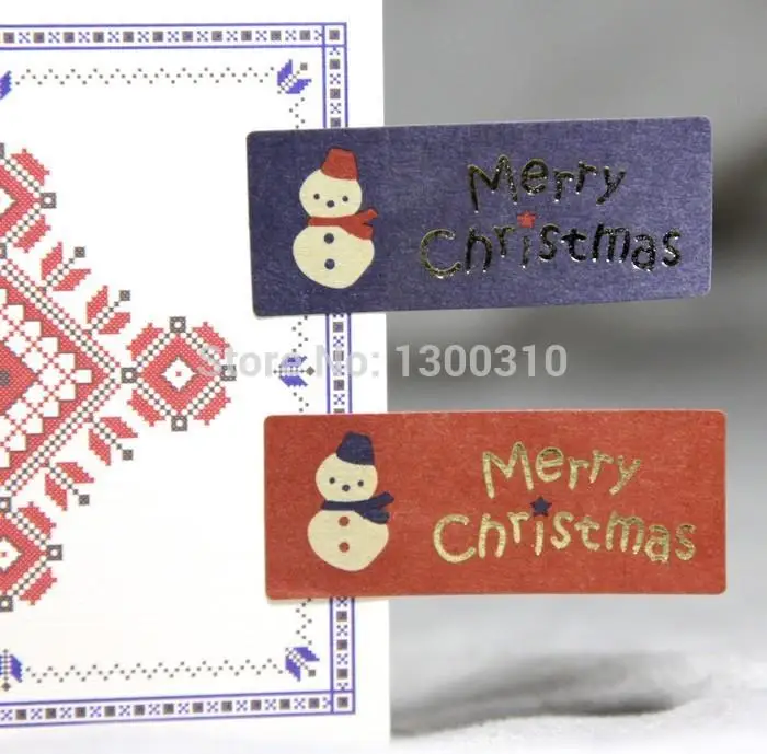 

500pcs Snowman Merry Xmas adhesive decoration sticker Christmas gift sticker and labels for cookie cake packing bags