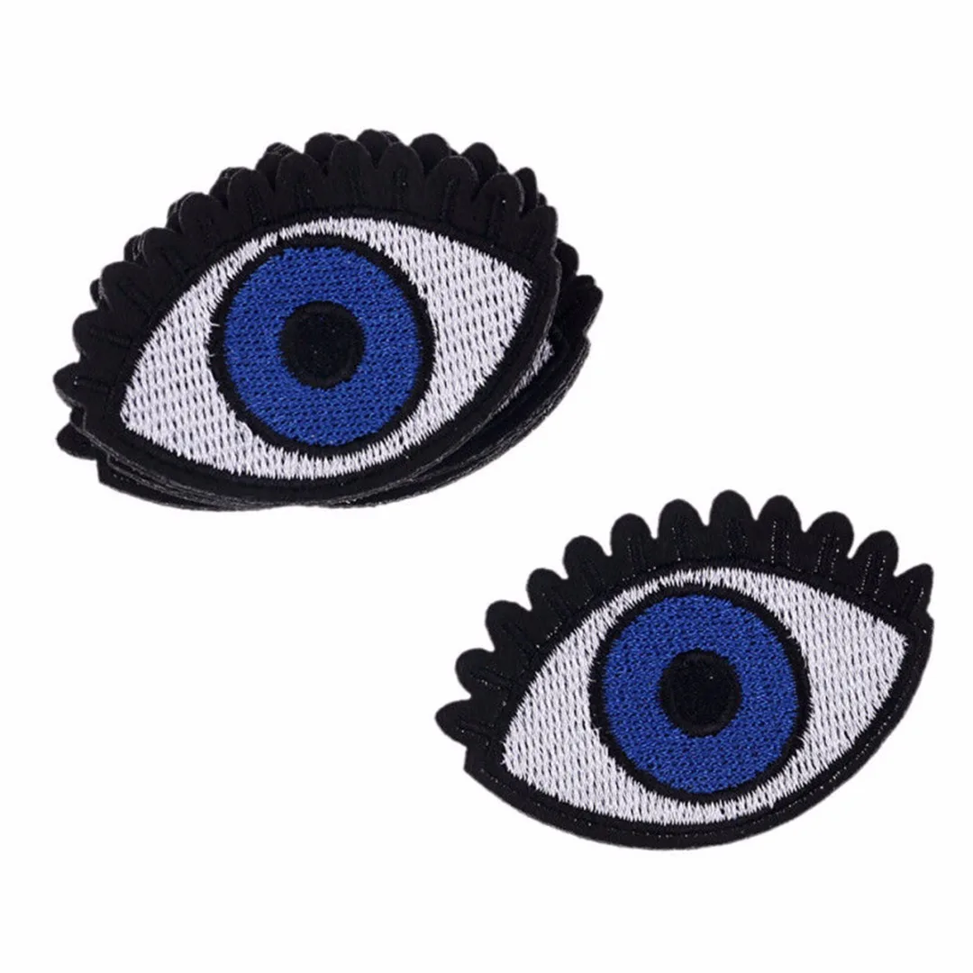 10pcs Blue Eyes Embroidery Iron On Patch Badge Bag Cloth Applique Decoration Embroidered Patches