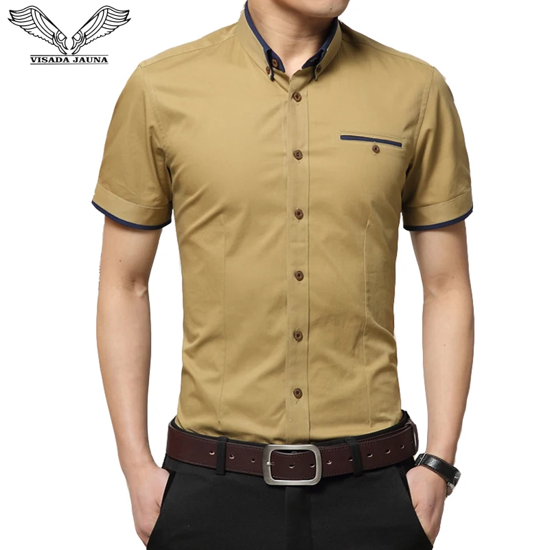 

VISADA JAUNA 2019 New Men's Shirt Casual Business Long-Sleeved Soild Color Formal Male Boys Big Size 5XL N5092