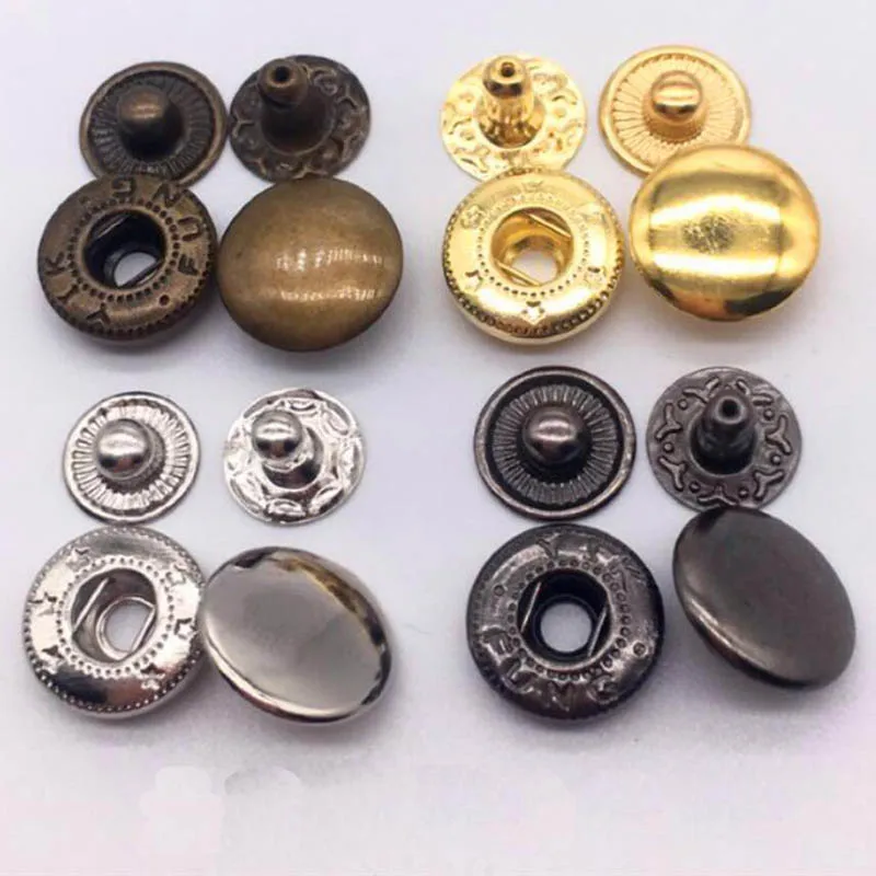 50 Set 10mm 12.5mm 15mm Metal Press Studs Sewing Button Snap Button Fasteners Sewing Leather Craft Clothes Bags Garment