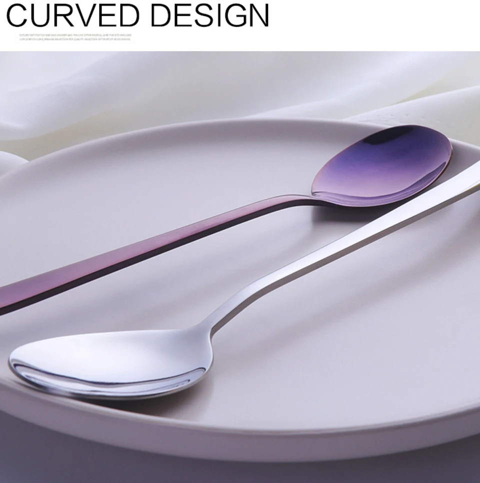 LIYIMENG 2PcsSet Stainless Steel Tableware Spoons Fashion Western Style Dinnerware6