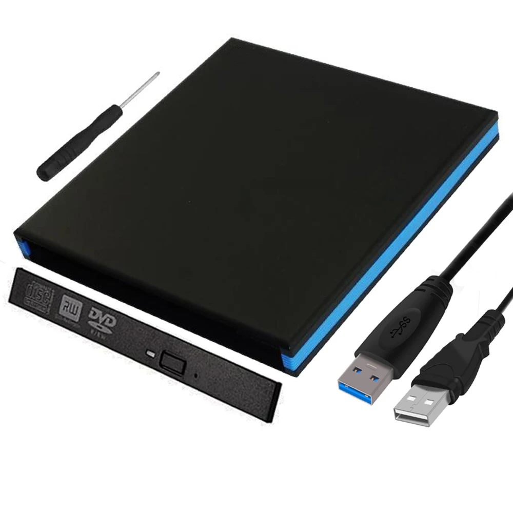 

External CD/DVD RW Enclosure USB 3.0 Case 12.7mm SATA Optical Drive Case For laptop Notebook without Driver