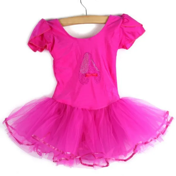 Детское балетное платье-пачка с короткими рукавами для девочек 4 размера - Цвет: M