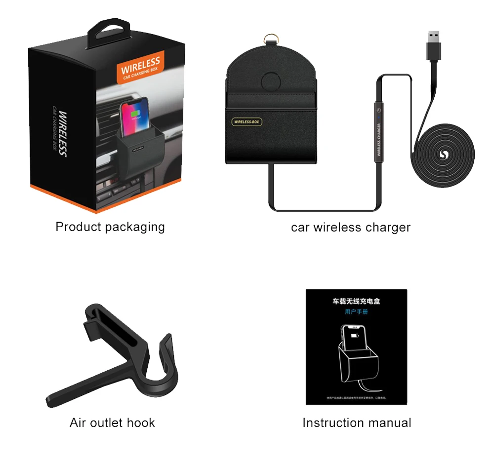 PORTEFEUILLE Qi Car Fast Wireless Charger stand For Iphone XR XS MAX 8 Plus X For Samsung S8 S9 S7 S6 Note 8 9 Induction Charger (1)