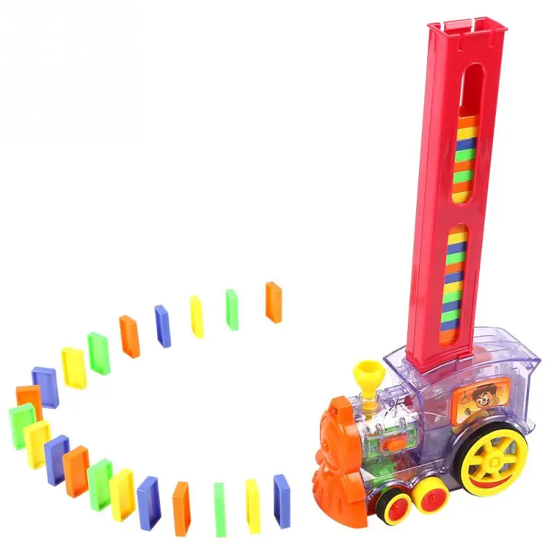 Детские конструкторы DIY пластик Domino электрический поезд со светом Звук модель развивающие игрушки семья игры игрушечные лошадки подарки