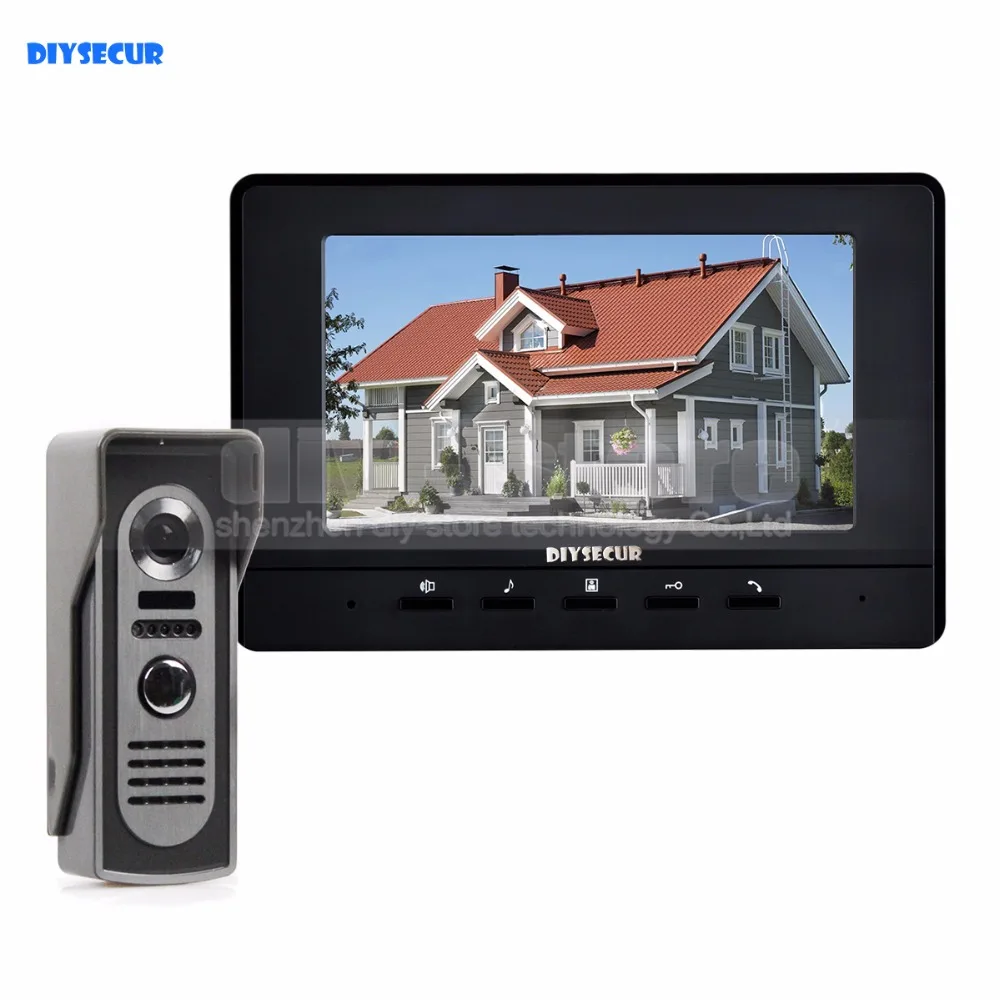 DIYSECUR 600TV линия 7 дюймов видеодомофон ИК Ночное Видение наружная камера Черный 1v1 |