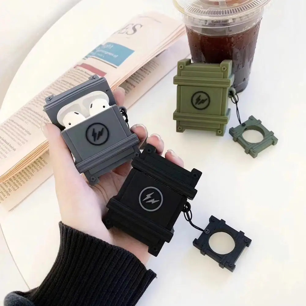 

Cute Military box Earphone Cover Wireless Earphone Charging Case Wireless Bluetooth Headset Case Protective Cover Earphone skin