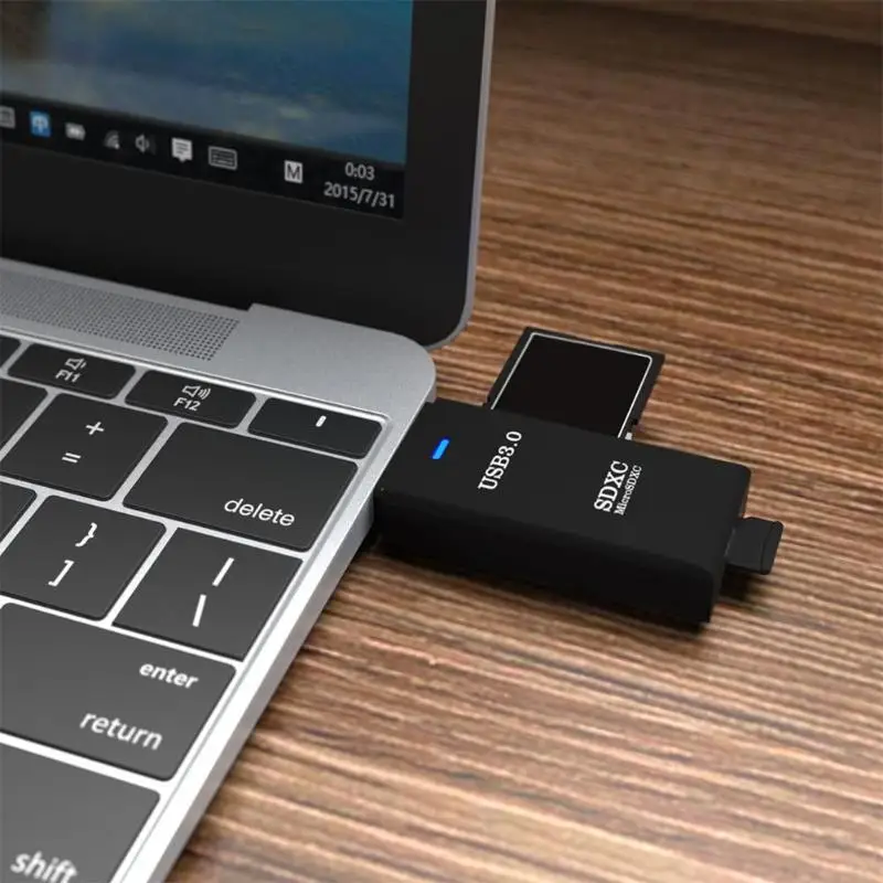 Новый 1 шт. 2 в 1 Мини Портативный 5 Гбит/с Высокая скорость USB 3,0 устройство чтения карт памяти для ноутбука Настольный ПК компьютер высокое