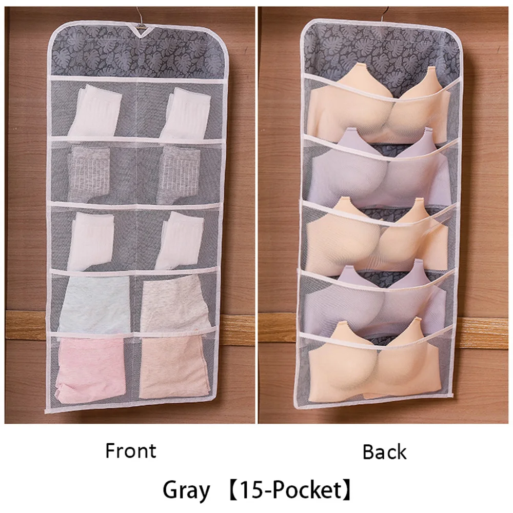

15/30 Grid Pockets Storage Bag Closet Organizer Clear Hanging Bag Socks Bra Underwear Rack Hanger Storage Organizer Packet
