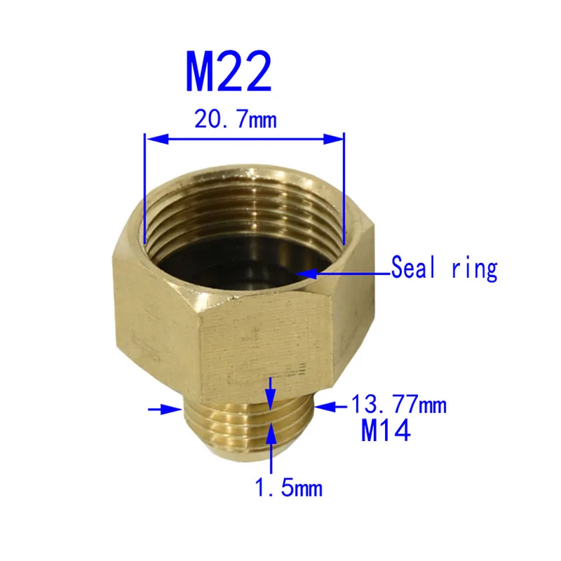 Латунь M22 к M14 разъем меди адаптер Давление шайба соединения уменьшения резьбовое спрей машина фитинги 10 шт