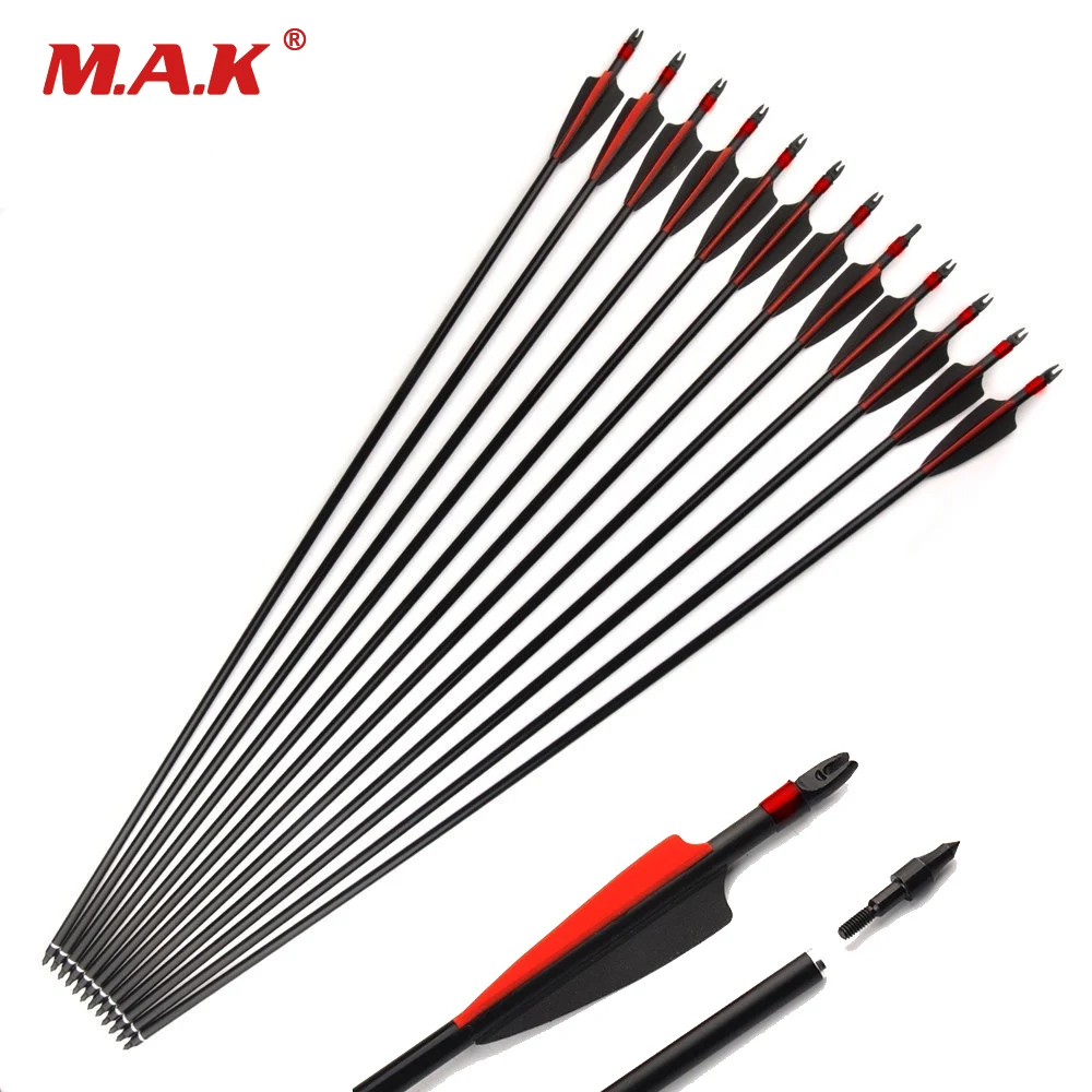 Tiro com Arco Setas de Carbono 7.8mm para Recurvo Misturadas Flexching Caça Arco Composto 30 –