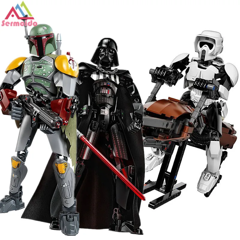 

Star Wars Last Jedi Boba Fett Figures Kylo Ren Phasma Chewbacca Royal Guard Rey Darth Vader Toys Compatible Legoings Building