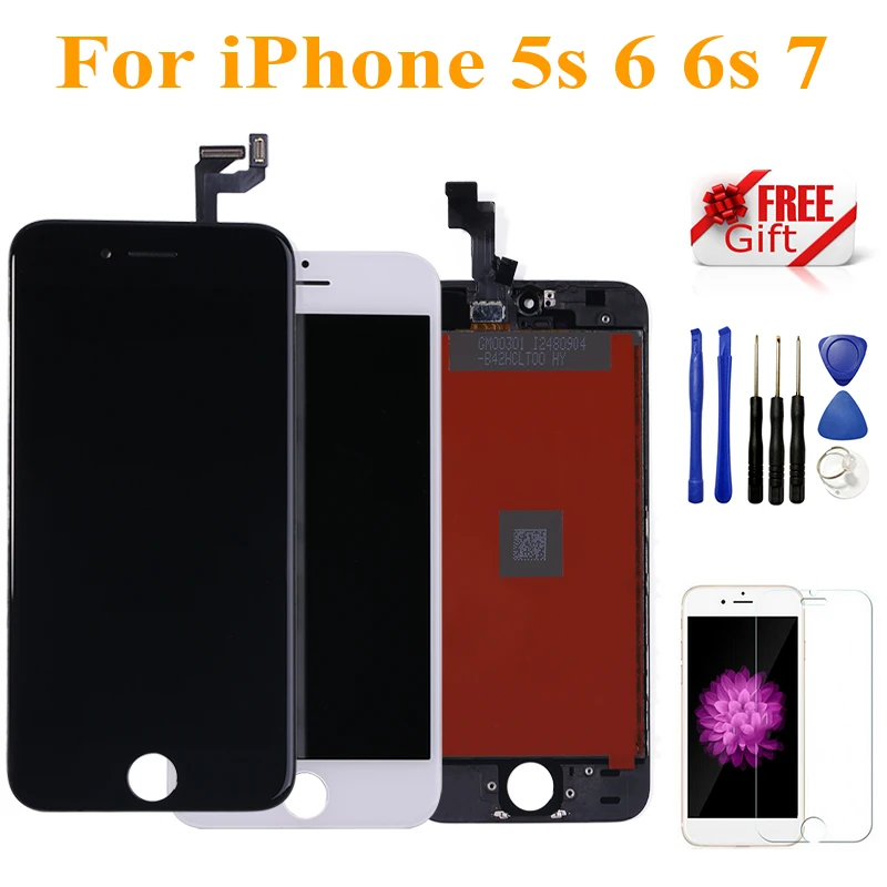 

Black White Assembly LCD Display Digitizer for iPhone 7 AAA Quality LCD Touch Screen for iPhone 6 6S 5s No Dead Pixel with Gifts