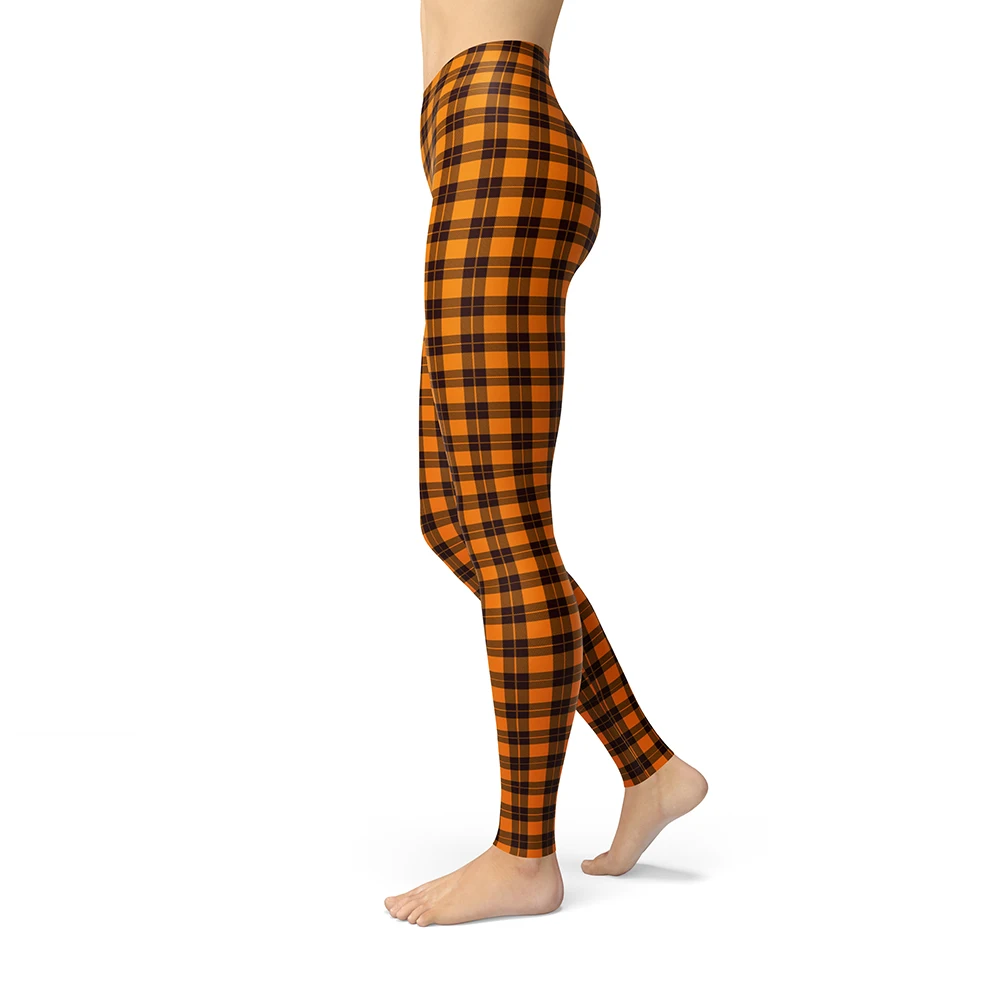 Color Plaid Pattern Printed Leggings For Women Brushed Buttery Soft Milk Girls Leggins Elasticity Breathable Fitness Slim Legins