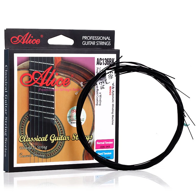 Alice Musical Instruments Black Classical Guitar Strings Nylon 136bk