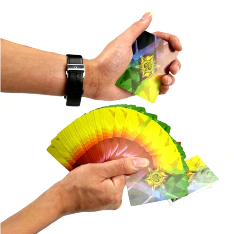 

Rainbow Poker Magic Props Magic Poker Thin Cards Of Fanning and Manipulation 4 Way Changing Color Stage Magic Tricks New