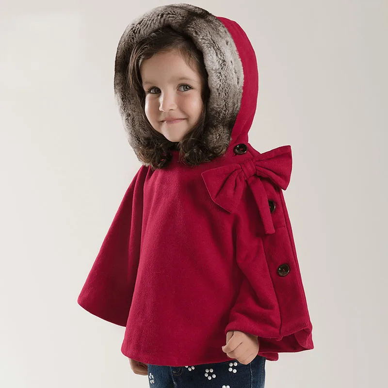2017 Autumn Winter christmas Red children baby girl cloak coat fleece