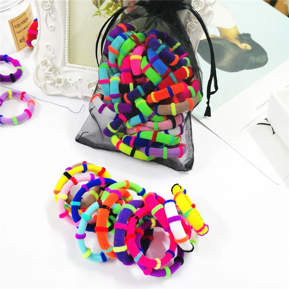 

20 Pcs/lot Girls' Colored Elastic Hair ties Girls' Ponytail Holder Kids Hair Bands Accessories PT119