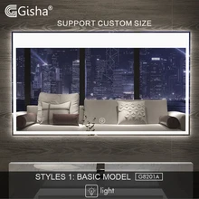 Gisha, умное зеркало, светодиодный, зеркало для ванной комнаты, настенное, зеркало для ванной комнаты, туалетное, противотуманное зеркало с сенсорным экраном, Bluetooth G8201