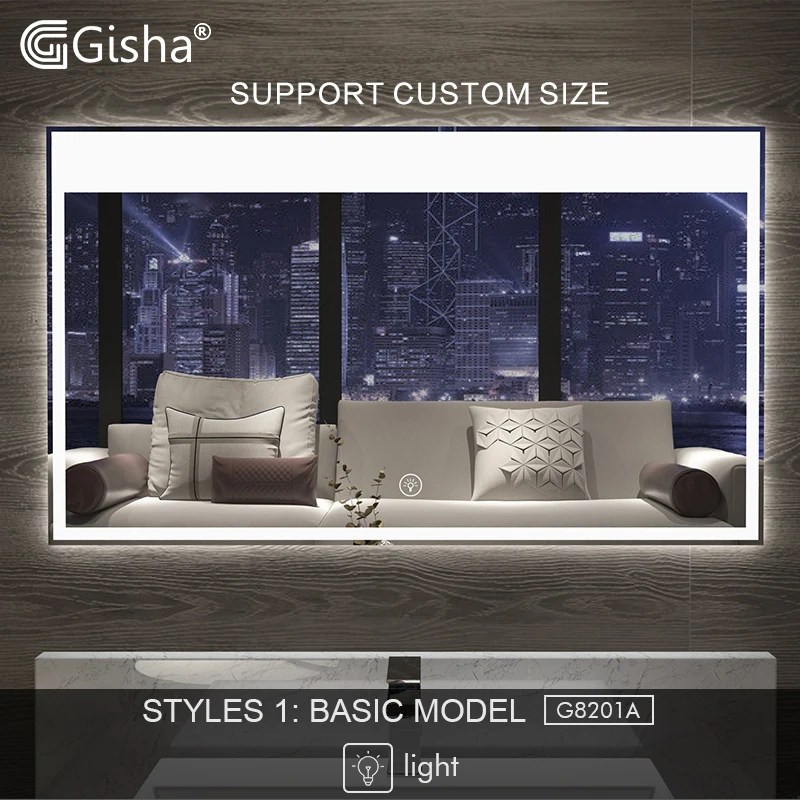 Bathroom Hardware Symbol Of The Brand Gisha Smart Mirror Led Bathroom Mirror Wall Bathroom Mirror Bathroom Toilet Anti-fog Mirror With Touch Screen Bluetooth G8201 Attractive Appearance Bathroom Fixtures