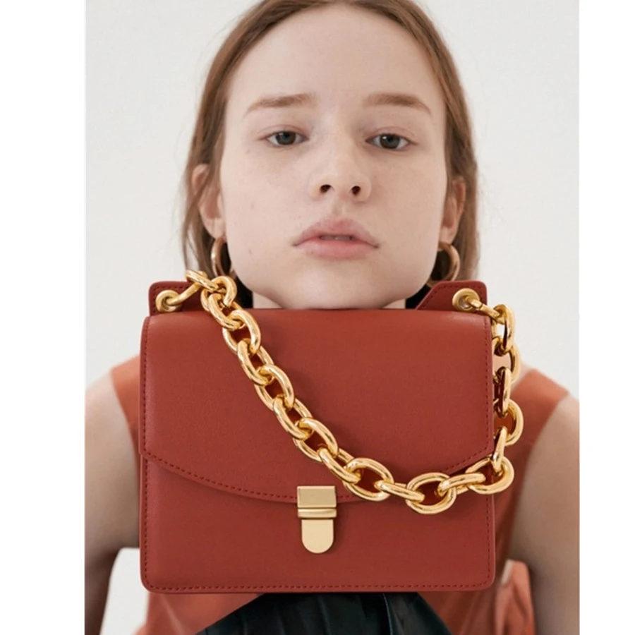 

Vintage Pu Metal Buckle Small Square Bags For Women Casual Detachable Chain Handbag For Ladies Large Capacity OL Messenger Bags