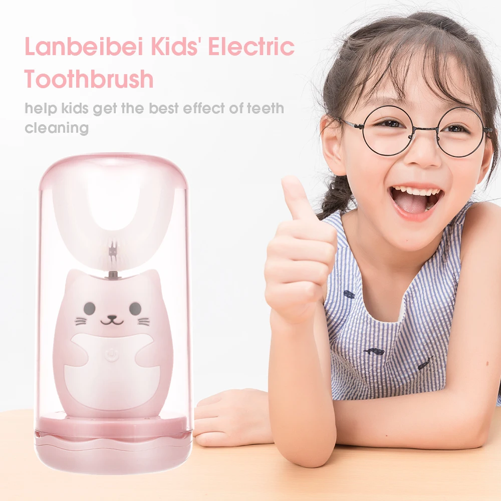 

Lanbeibei Kids' Electric Toothbrush U Shape Smart Sonic Rechargeable Toothbrush 3 Modes Function for Toddlers Kids Oral Care
