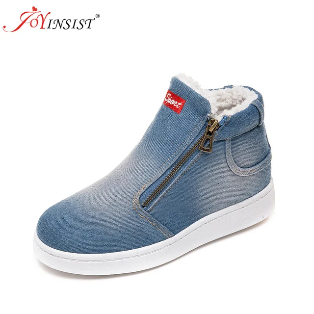 US $11.99 Winter Shoes Women Denim Snow Boots Platform Warm Fleeces Classic High Top Round Toe Flat Casual Sh
