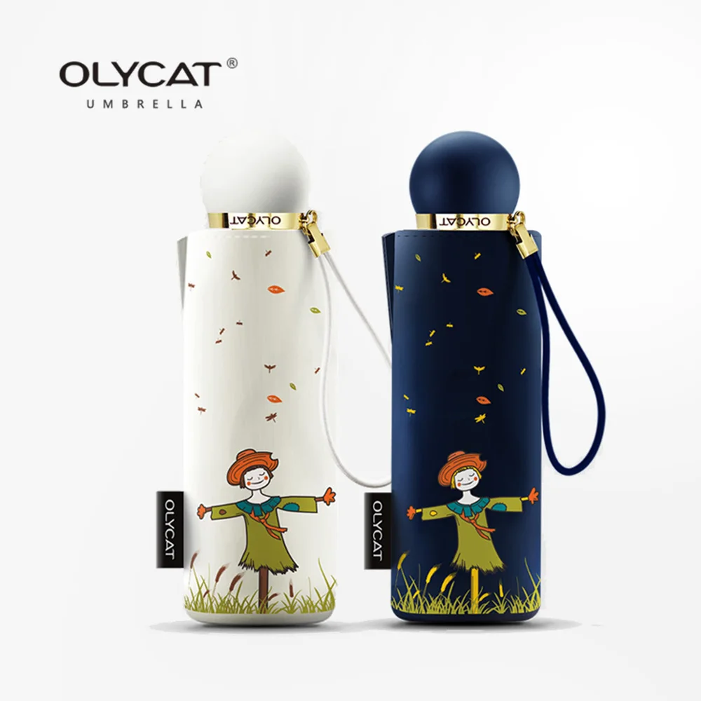 

OLYCAT Mini Umbrella Five Folding Sunscreen Black Coating Travel Pocket Umbrella Rain Women Windproof 8K Strong Kids Umbrellas
