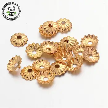 

Golden Iron Flower Bead Caps, 5x1.5mm, Hole: 1mm; about 330pcs/10g