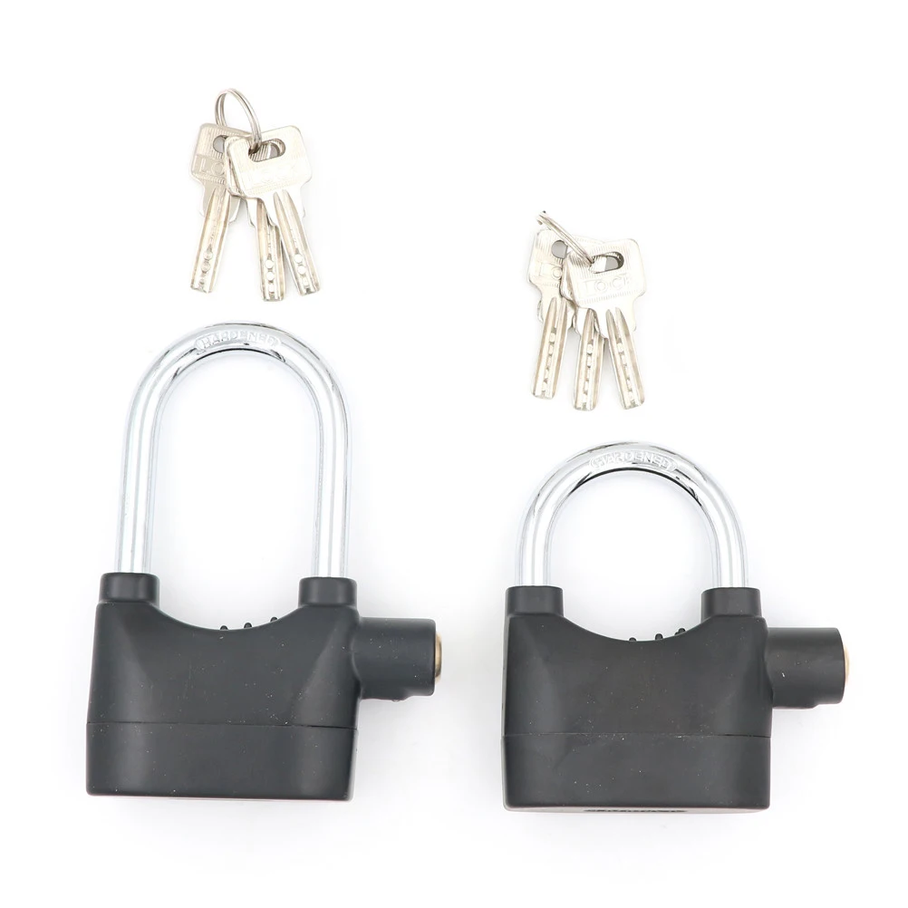 

Waterproof Siren Alarm Padlock Alarm Lock for Motorcycle Bike Bicycle Perfect Security with 110dB Alarm Pad locks Long Style BK