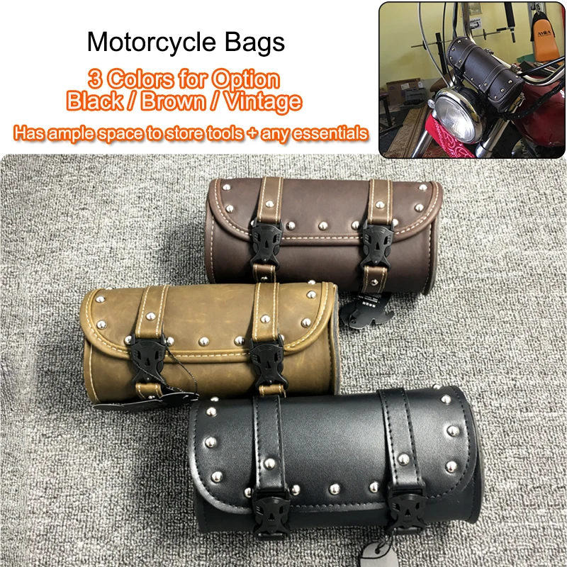 Motorcycle Bag Universal Saddlebags Leather Motorbike Side Tool Tail Bag Luggage Bags for Harley KTM cafe racer KAWASAKI Z900 (1)