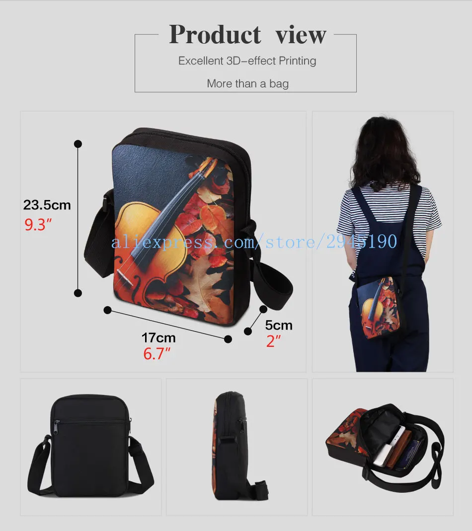 Homens 3D Animal Impressão Bolsa de ombro