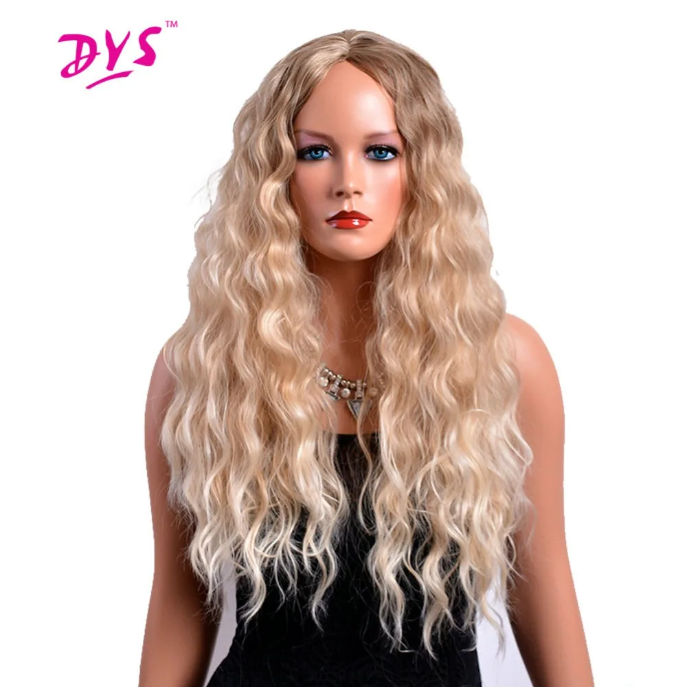 Deyngs Long Deep Wave Synthetic Women S Wigs Natural Blonde Color
