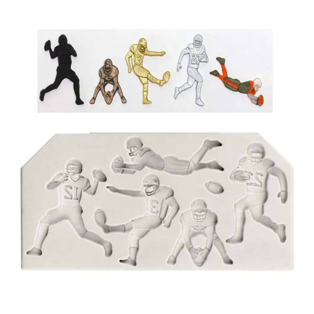 DIY Rugby Players Silicone Cake Fondant Mold Chocolate Cookies Mould 3D