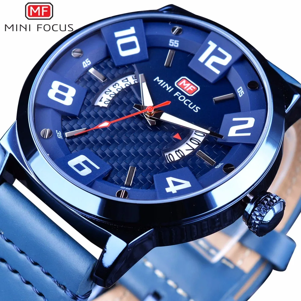 

MINIFOCUS 2018 Fashion Blue Ocean Braided Dial Design Casual Military Mens Sport Watches Top Brand Luxury Men Quartz Wristwatch