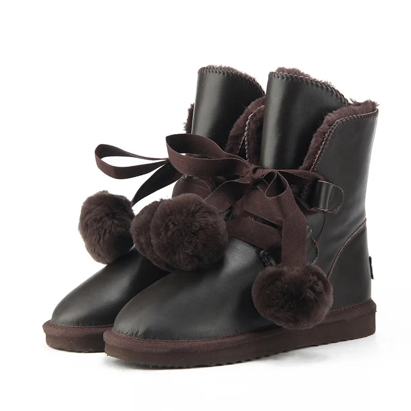 MBR FORCE/высококачественные австралийские классические модные зимние сапоги из натуральной кожи; женская теплая зимняя водонепроницаемая обувь для женщин - Цвет: Chocolate