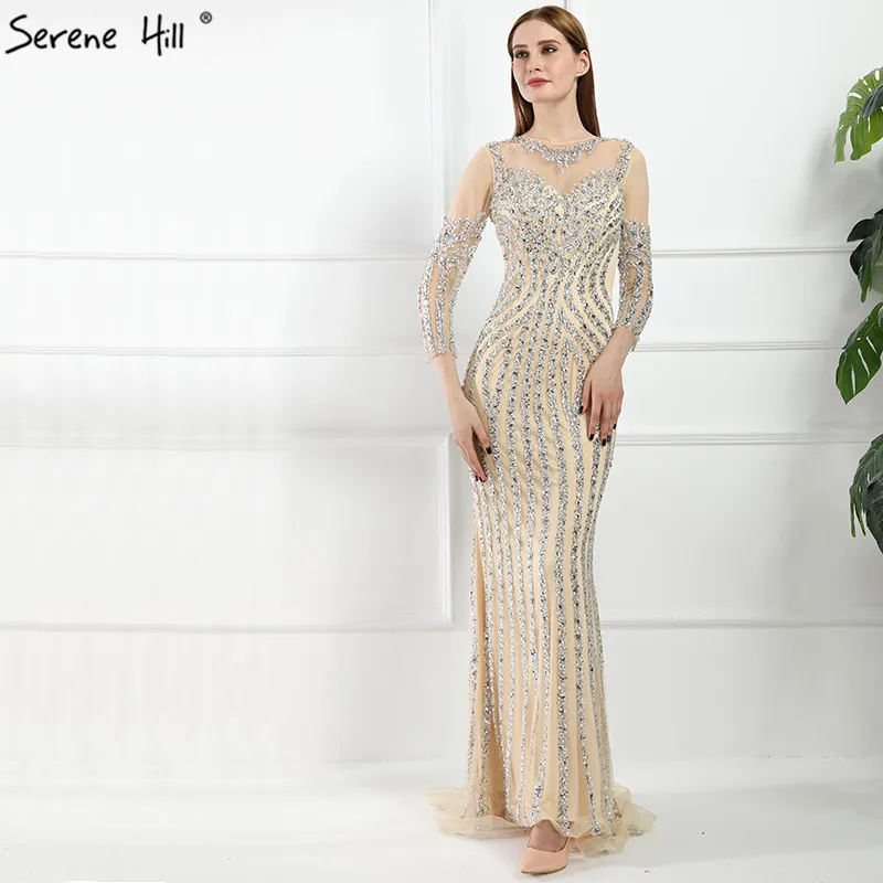 Роскошное сексуальное вечернее платье с длинным рукавом, расшитое стразами и блестками, вечернее платье с блестками, настоящая фотография LA6591 размера плюс