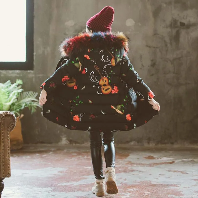 Tanie Dla dzieci dziewczyny kostium 3 13T dzieci zima bawełna futro z kapturem dziewczyny ciepła kurtka modne dzieci płaszcz nastoletnie znosić kapelusz usunąć