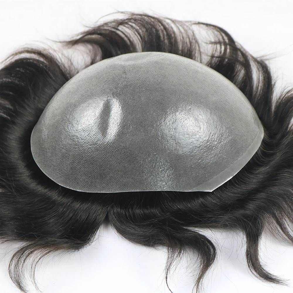 

Single Knot Durable Thin Skin Men's Hair Toupee 100% Remy Human Hair Pieces Real Hair Replacement Toupee for Men Wig
