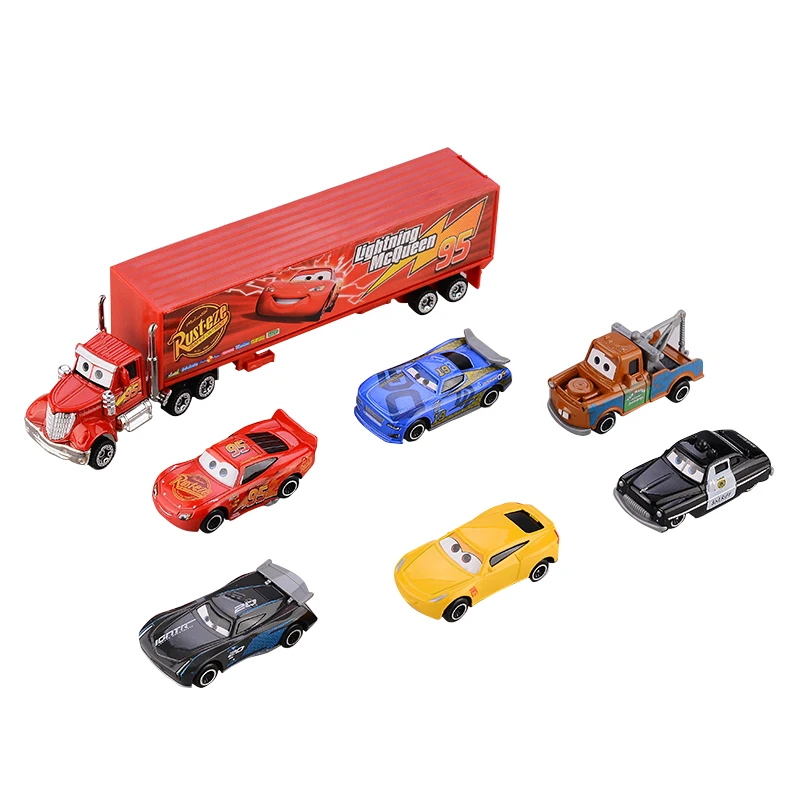 Disney «Тачки» для детей 3, 7 шт./компл. Lightning Mcqueen Джексон Storm Крус Mater Мак дядя грузовик 1:55 литья под давлением Металл модель автомобиля для детей