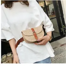 Для женщин сумка прекрасный ручной работы соломы Фанни Сумки на пояс мешок мода Пляжная сумка для Женская