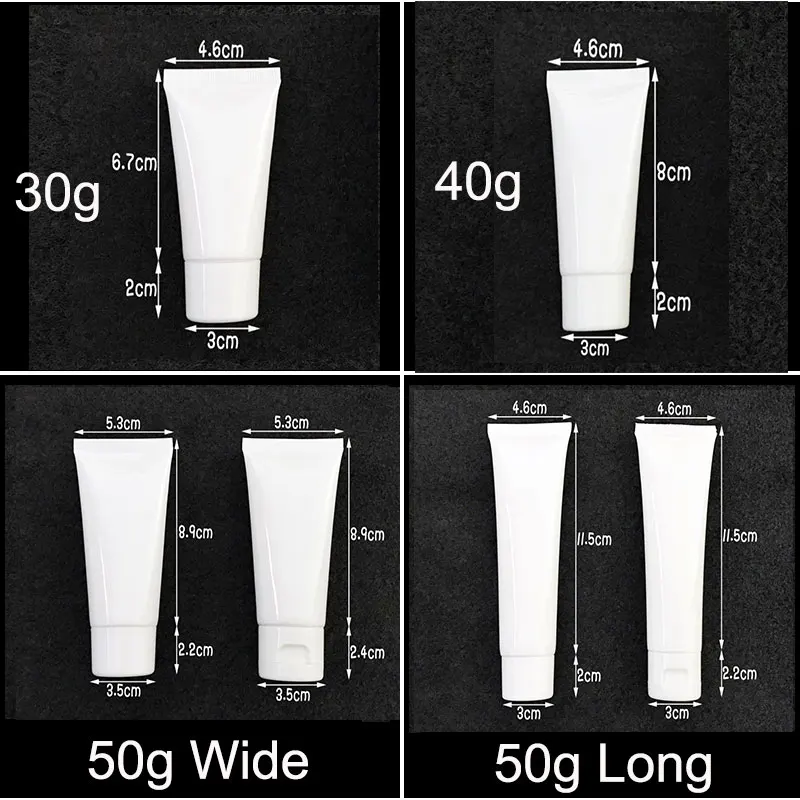Free Shipping 3ml-200ml White Plastic Soft Tube Cosmetic Container Facial Cleanser Hand Cream Shampoo Packing Squeeze Bottles