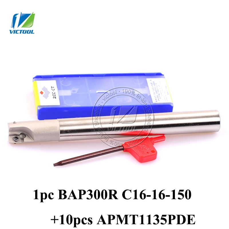 Milling head BAP 300R C16-16-150 with 10pcs APMT1135PDR insert square shoulder face high speed end mill 150mm length Milling head BAP 300R C16-16-150 with 10pcs APMT1135PDR insert square shoulder face high speed end mill 150mm length