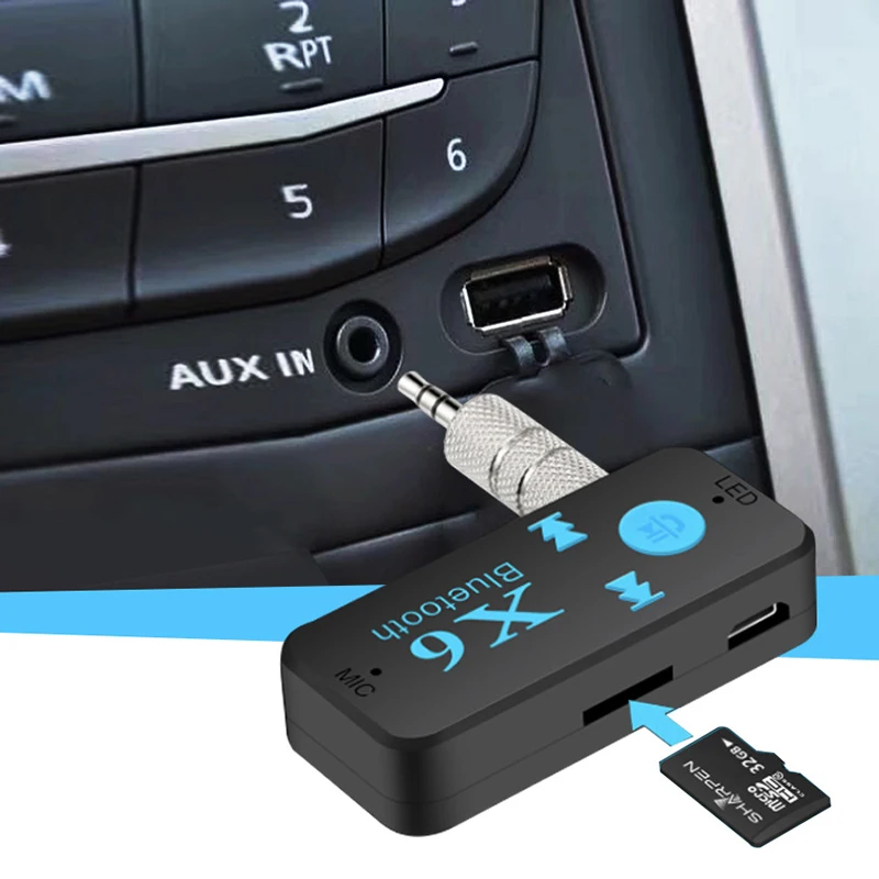 

Larryjoe Bluetooth 3 in 1 Wireless 4.0 USB Bluetooth Receiver 3.5mm Audio Jack TF Card Reader MIC Call Support For Car Speaker
