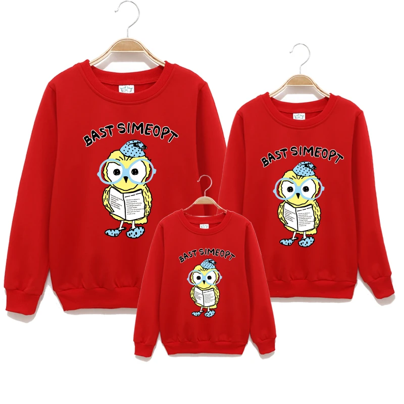 

2016 Brand Spring Family Cotton Family Clothing Mother And Kids Long-Sleeve T-shirt Clothes Cartoon Print O-neck Hoodies S-3XL