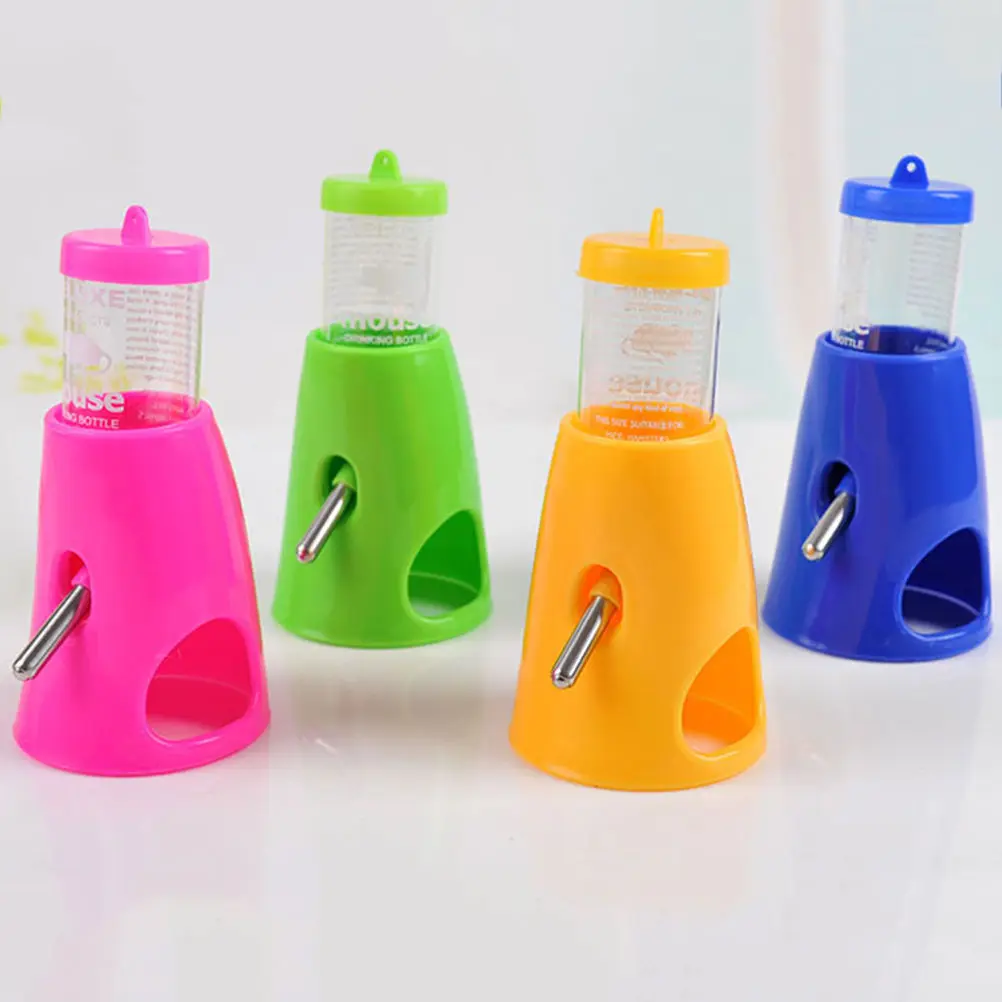 New 2 in 1 Multi Candy Color Small Water Drinking Bottle Animal Hideout Nest Toy Hamster Holder Dispenser With Base - Цвет: random