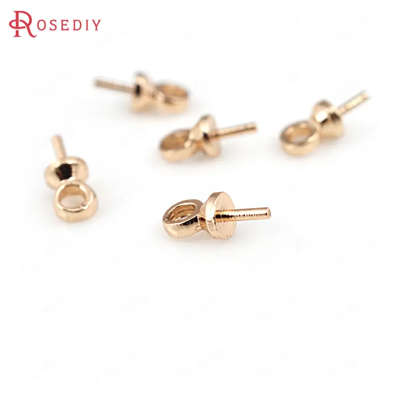 

20PCS 3MM 24K Champagne Gold Color Plated Brass Half hole Pearl Beads Connect Charms Beads Caps High Quality Jewelry Findings